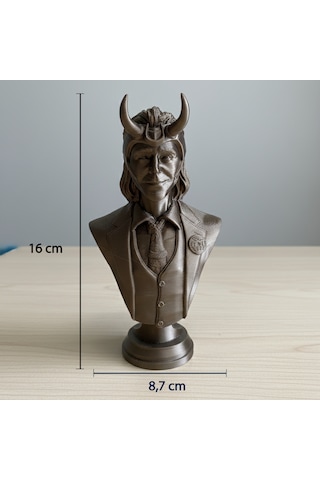 Loki Laufeyson Dekoratif Masaüstü Aksesuarı - İkonik Boynuzlu Kask Detaylı Büst 16x8 Cm