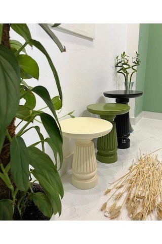 Wood Renkli 3 Lü Set Mantar Yan Sehpa Fiskos Çiçeklik