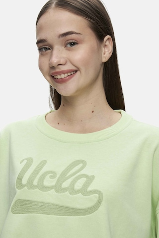 Ucla Barbara Yeşil Bisiklet Yaka Nakışlı Oversize Kadın Sweatshirt Yeşil