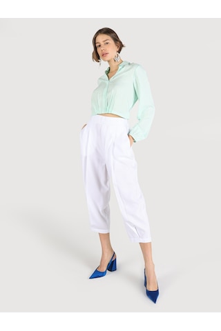 Colin's Regular Fit Geniş Paça Yüksek Bel Beyaz Kadın Pantolon CL1063926_Q1.V2_WHT