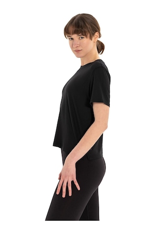 Inguz Modal Bisiklet Yaka Basic Yoga T-shirt SIYAH