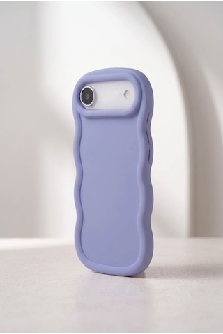 Apple iPhone 17 Air Uyumlu Dalgalı Tasarım Kamera Korumalı Mat Silikon Telefon Kılıfı-54151 Mor