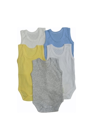 Özdemirlitekstil Jakarlı Klimalı Askılı Çıtçıtlı Badi Bebek(5 Li Paket) Beyaz