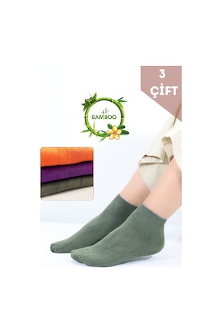 Kral Socks Kadın Bambu Patik 3 Adet Dikişsiz Kısa Yazlık Kadın Çorap Asorti