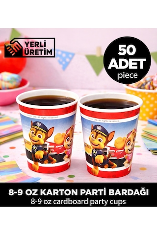 Kidspartim Paw Patrol Chase Temalı Karton Bardak - Doğum Günü Parti Malzemeleri 50 Adet Diğer