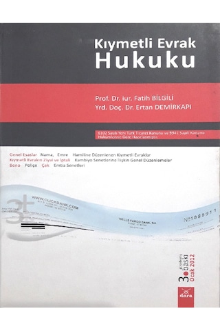 Kıymetli Evrak Hukuku - Fatih Bilgili 1. Baskı