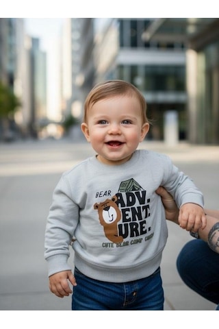 Zekids Erkek Bebek Ayıcık Desenli İnce Uzun Kollu T-shirt-16346 Mint