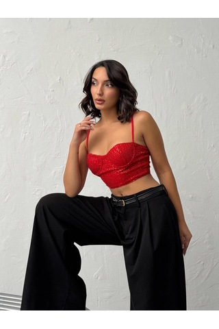 Verymoda Pulpayet Abiye Büstüyer - F2063 Kırmızı