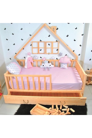 Markaawm Markaawm Montessori Çocuk Yatak Çekmeceli 90X190 Karyola Yağmur Akçaağaç
