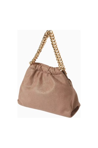 Stella Mccartney Mini Falabella Bej Renkli, Shaggy Deer Vegan Deri, Çekme Ipli Omuz Çantası