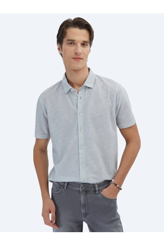 Kip Gri Desenli Regular Fit Casual Gömlek Gri