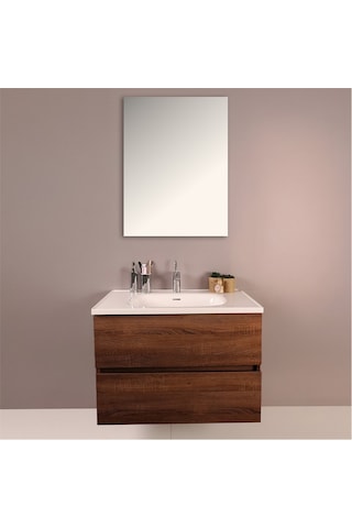 Kobos Simple 80 Cm Çekmeceli Banyo Dolabı Seti Miling Oak Ahşap