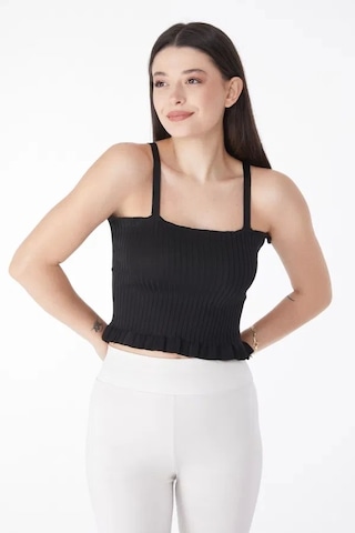Kazax Yazlık Triko Crop Siyah