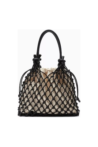 3.1 Phillip Lim Mini Macramé Çanta Siyah Pamuk Karışımı, Bez Iç Kılıf Ve Deri Detaylı El Çantası