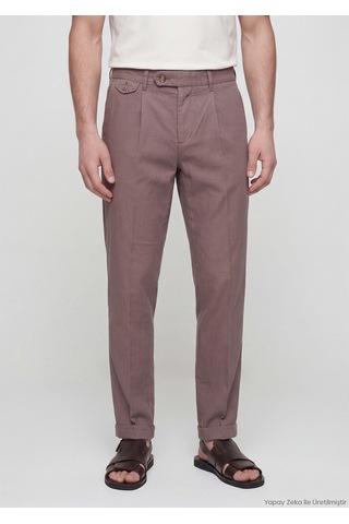 Ramsey Mürdüm Düz Dokuma Relaxed Fit Casual Pamuk Karışımlı Pantolon mürdüm damson Color