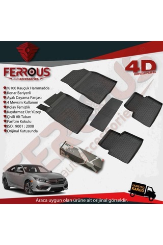 Honda Civic Sedan 4d Havuzlu Paspas 2016 Ve Üstü Siyah