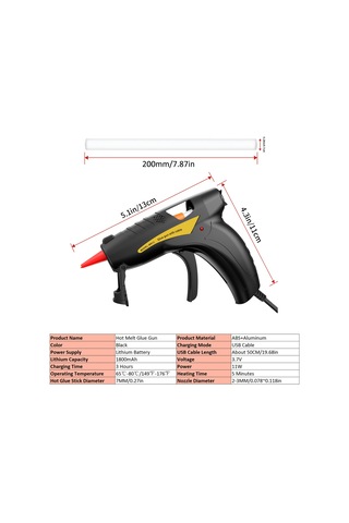 Geeksen Profesyonel 30w Elektrikli Eritme Yapıştırıcı Siyah - 50 Adet 7x200mm Macun Çubuğu İle - Ergonomik, Sabit Sıcaklık, Usb/120v Desteği