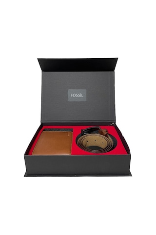 Fossil Napa Cüzdan 1826 & 3,5 Cm Hakiki Deri Kemer Seti 130 Cm Taba
