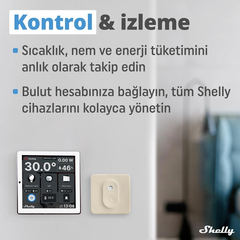 Shelly Wall Display & Blu H&t Beyaz Merkezi Kontrol Panel Seti