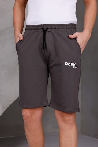Dark Moda Erkek Baskılı Oversize İki İplik Kompakt Şort Kahverengi