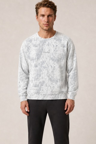 Redline Allon Desenli Kışlık Yeni Sezon Erkek Regular Fit Sweatshirt Beyaz