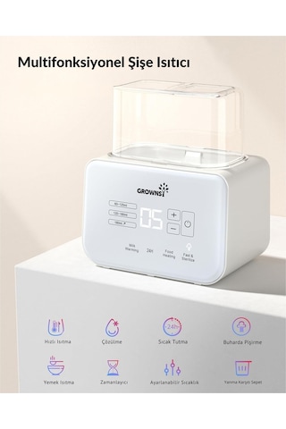 Grownsy 8 i 1 Arada Biberon Isıtıcı Ve Sterilizatör Lcd Ekranlı Hızlı Isıtma ve Çözme Bpa Içermez