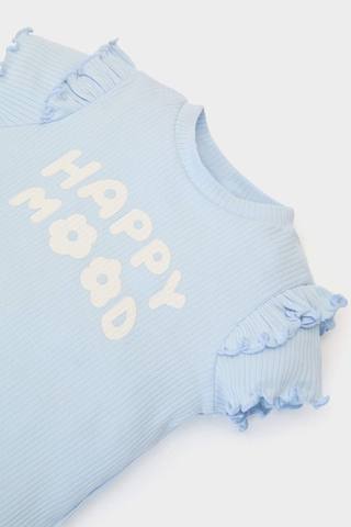 DeFacto Kız Bebek 2'li Takım Baskılı Kısa Kollu Fitilli Kaşkorse Tişört Beli Lastikli Alt A0457A525SMBE343 Mavi
