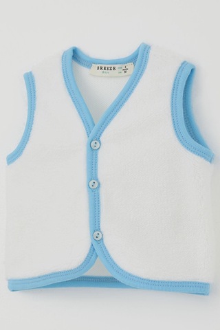 Breeze Erkek Bebek Polar Yelek Düğmeli 0-9 Ay, Beyaz Beyaz