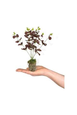 Yapay Çiçek Kütük Saksılı Okaliptus Dekoratif Masa Çiçeği Kahvere