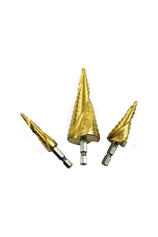 Kangvka Hızlı Çelik Basamaklı Matkap Ucu Seti 4-12/20/32mm Titanyum Kaplama, Üçgen Saplı, Metal/plastik Delme Aracı 3'lü Paket