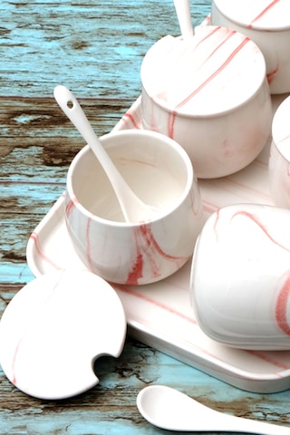 Arow Tr-3013 Janet Pembe 19 Parça Porselen Baharat Takımı Pembe