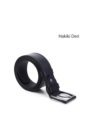 Gönderi R Lacivert Antik Hakiki Deri 4,5 Cm Dikişli Kot Kemeri Lacivert