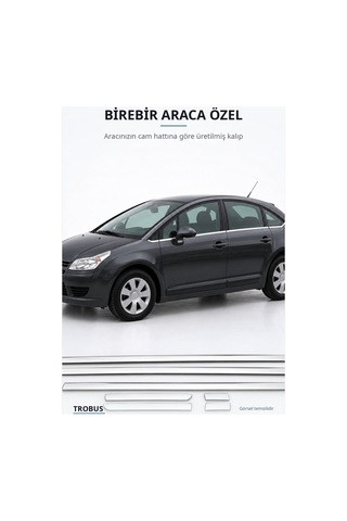 Citroen C4 2005-2010 Uyumlu Krom Cam Çıtası 8 Parça Paslanmaz Çelik Hatchback