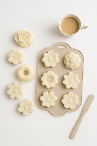 Silikon Kek Ve Çikolata Kalıbı 6 Lı Krem Renk Pasta Tatlı Muffin Kalıbı Sarı