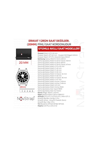 Novstrap Samsung Galaxy Watch 4 5 6 40 42 43 44 45 46 47 Mm İle Uyumlu Kordon 20mm Lansman Kumaş