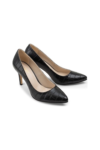 Deery Siyah Kroko Kadın Stiletto Siyah