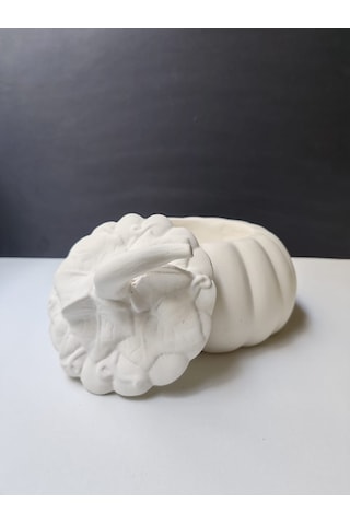 Dekoratif Balkabağı, Büyük Boy, Ham Beyaz El Yapımı, Ev Dekoru