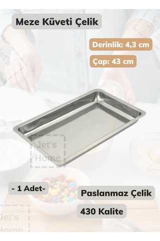 Çelik Meze Küveti 43 Cm Paslanmaz Çelik Tabak Gri