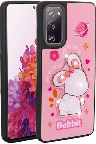 Zore Galaxy Uyumlu S20 Fe Kılıf Parlayan Kabartmalı İkonik Figürlü Amas Silikon Kapak - Pembe