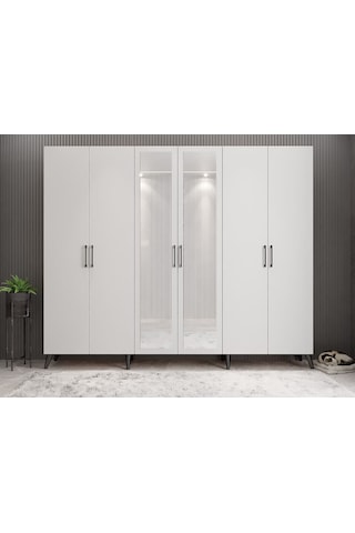 Açelya Portmanto Vestiyer Füme Beyaz 208 cm M6