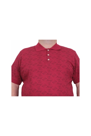 Moc Grande Mocgrande Erkek Büyük Beden Polo Yaka Üçgen Baskılı Tişört 24450 Bordo-Bordo