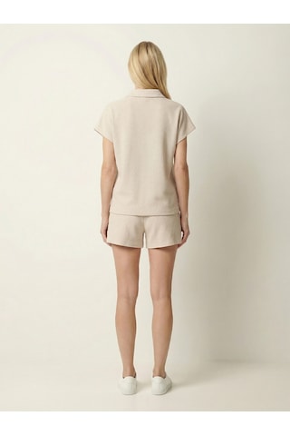 Xint Naturel Pamuk Dokulu Oversize Tişört 602581 Beyaz