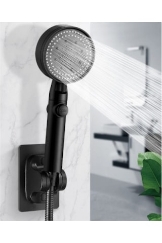 Büro Ev Banyosu İçin Yapışkanlı Ayarlı Siyah Duş Başlığı Tutucu Diğer