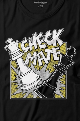 Kendim Seçtim Şah Mat Satranç Check Mate Chess Kral Kraliçe Gambit Baskılı Tişört Çocuk T-shirt 001