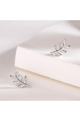 S925 Gümüş Küpe Kadınlar Için Sterling Gümüş 925 Şube Elmas Saplama Küpe Düğün Güzel Takı Hediyeler İçin Küpe Saplama Küpe Altın - Beyaz