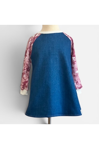 Bebe Raglan Kol Detaylı Denim Elbise Beyaz - Fuşya