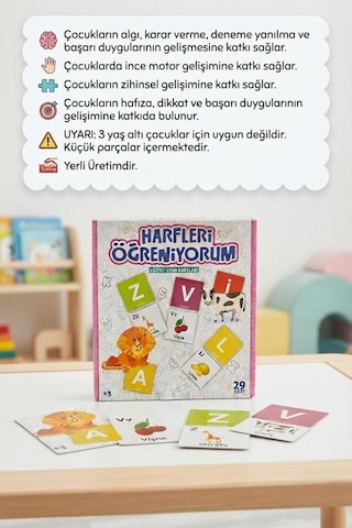 Harfleri Öğreniyorum - Okul Öncesi Eğitici Zihinsel Ve Motor Gelişim Destekleyici Oyun Kartları