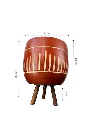 Bitki Tasarımı Ev Dekorasyon Dik Desenli Toprak Saksı Saksılık Salon Çiçeklik 3 Ayaklı - 19 Cm Sku: Smg8690010017826