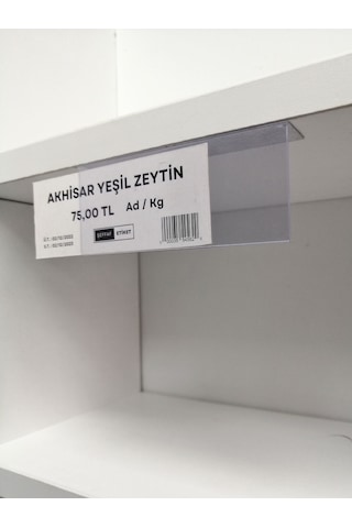 10 Adet Pvc Etiketlik Raf Önü Dik Yapışkanlı 10 x 4 CM Vitrin Etiket