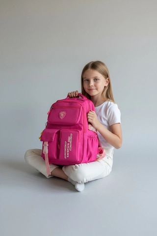 Pembe Fuşya Kore Model Çok Bölmeli Suya Dayanıklı Okul Çantası Yerli Üretim
